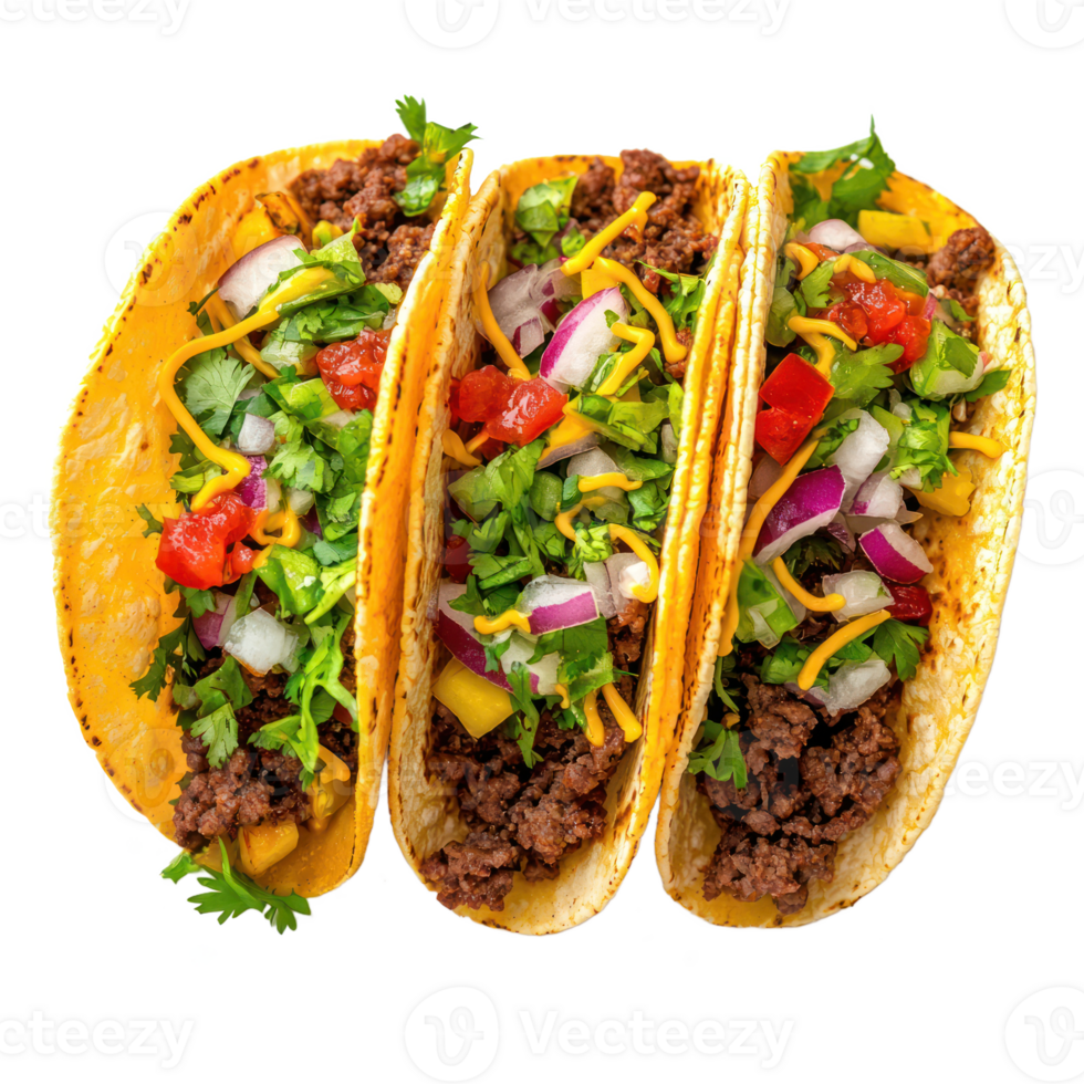 Tacos top view isolate on transparent background png