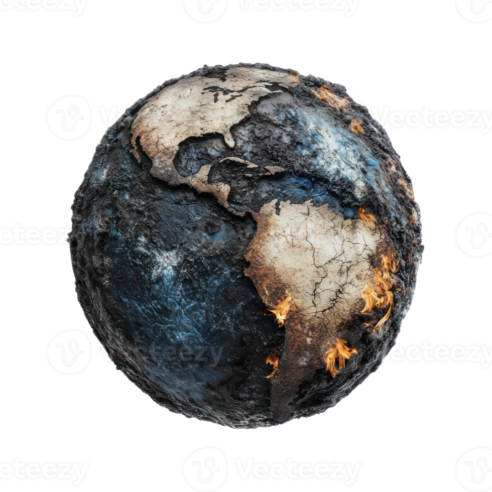 Earth burning isolate on transparent background png