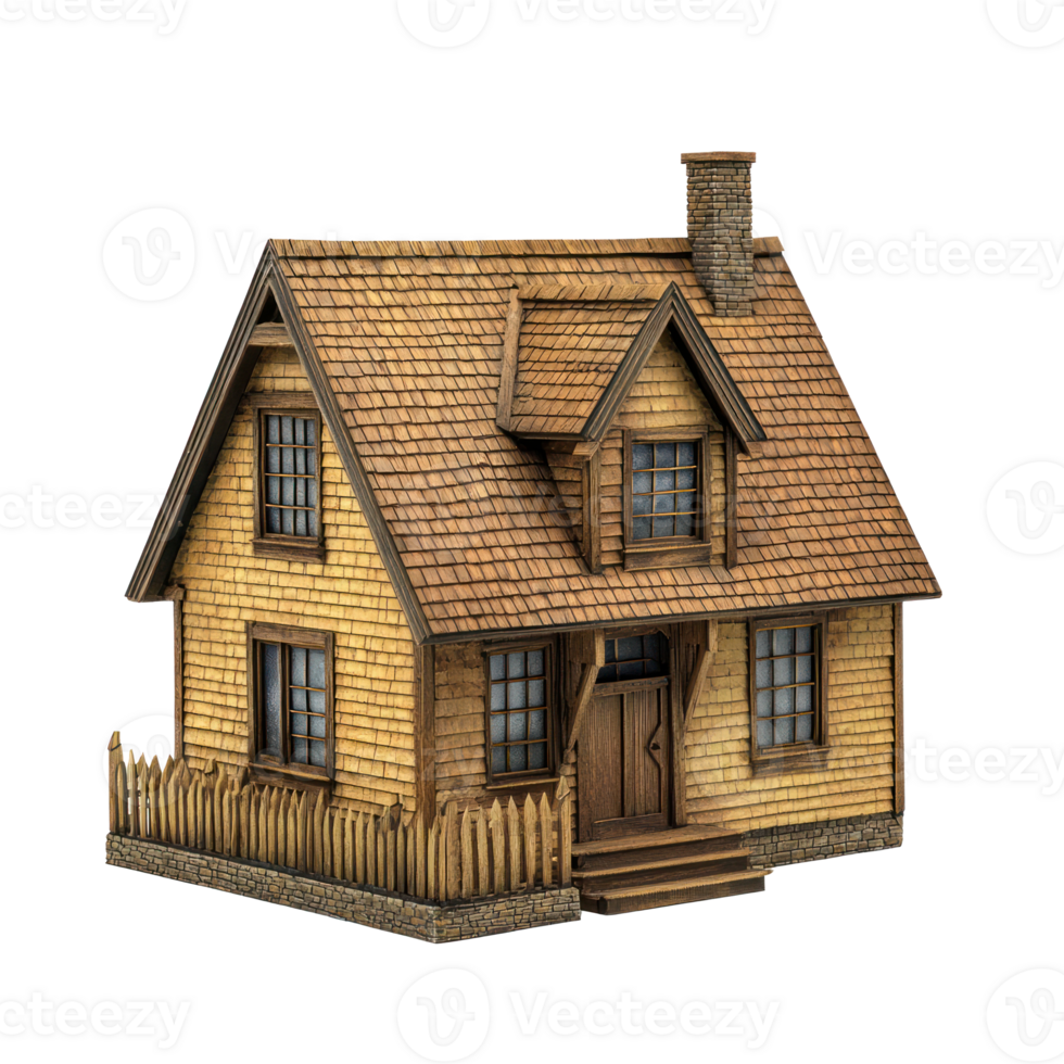 a small wooden house on a transparent background png