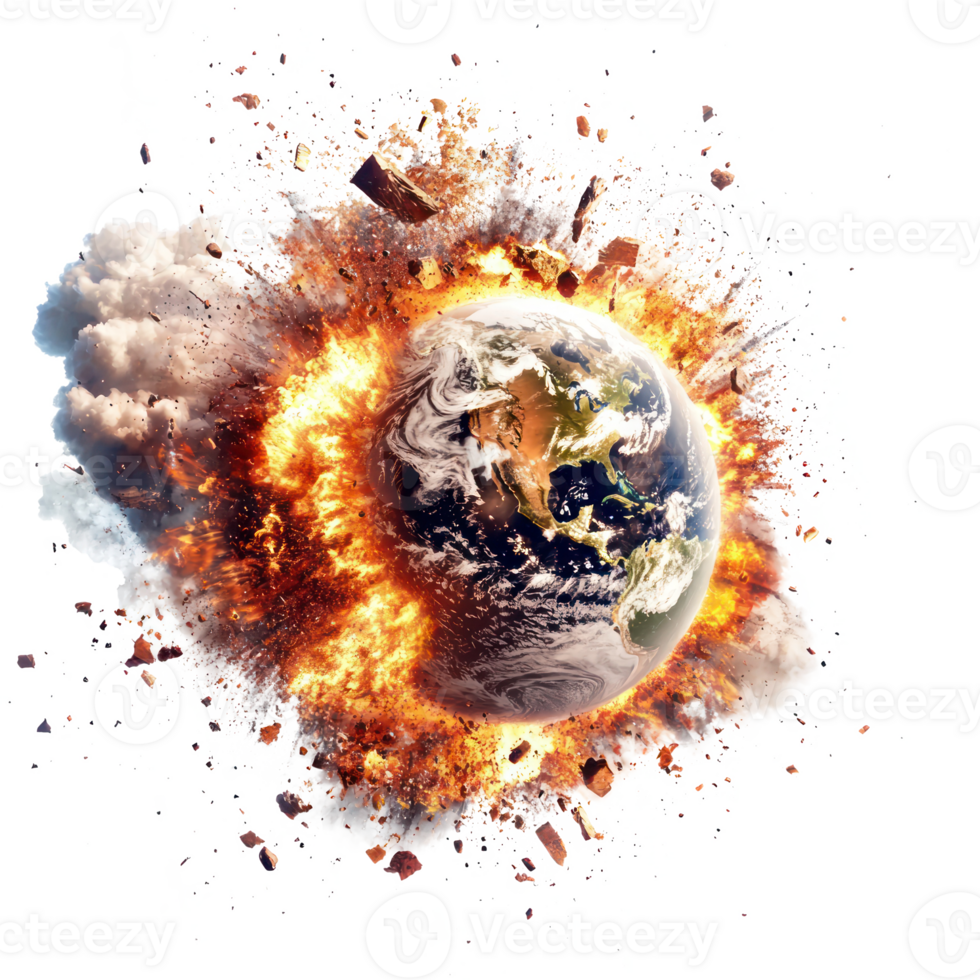 Earth explosion isolate on transparent background png