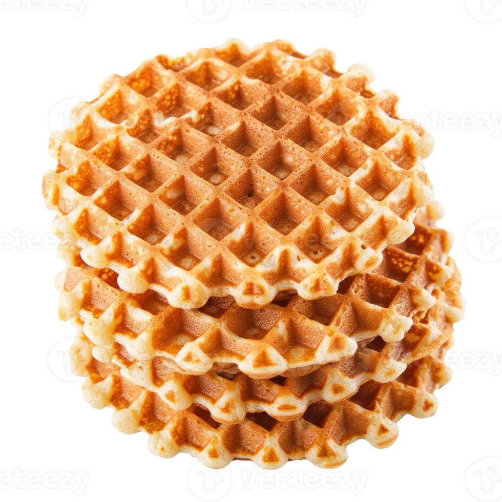 Four waffles isolate on transparent background png