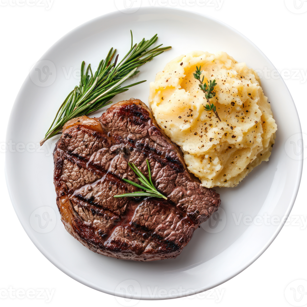 Steak with Mashed Potatoes isolate on transparent background png