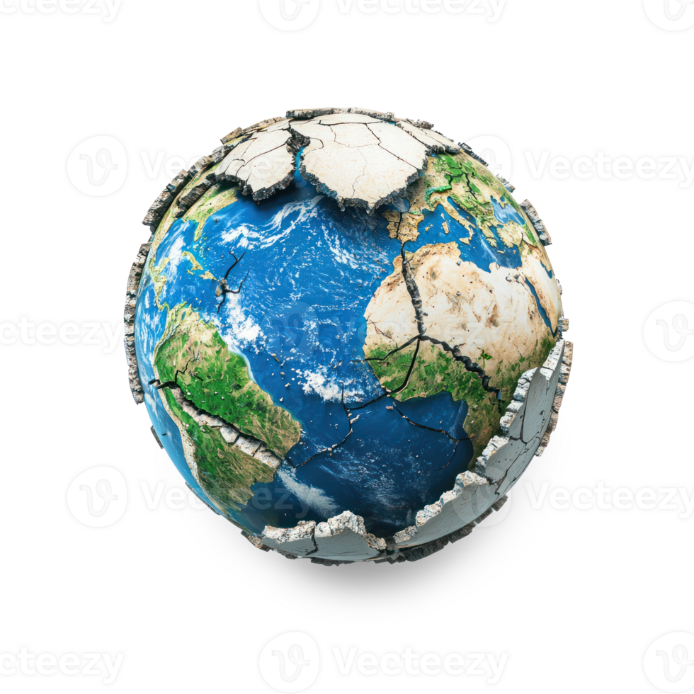 earth globe with crack on transparent background png