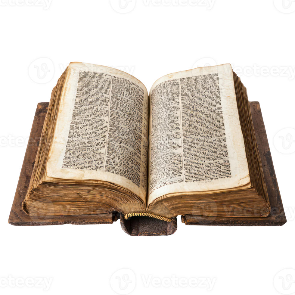 Torah jewish book open side view isolate on transparent background png