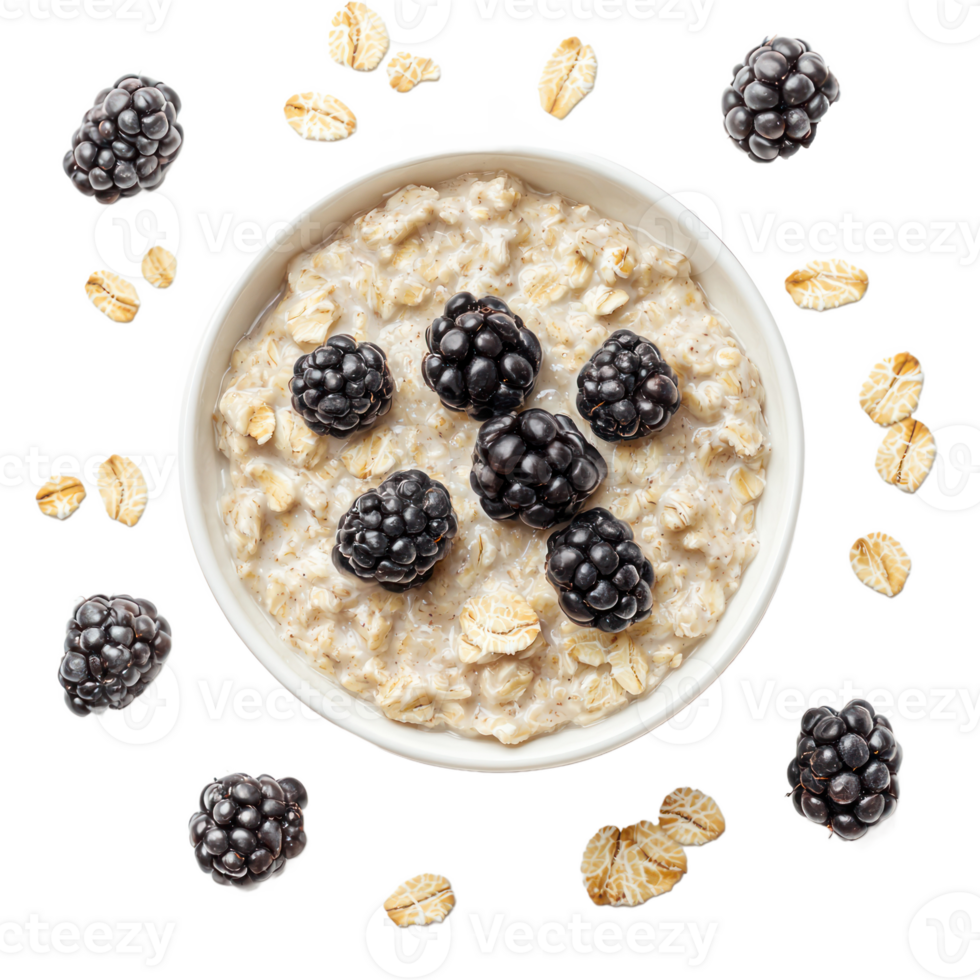 Oatmeal top view isolate on transparent background png