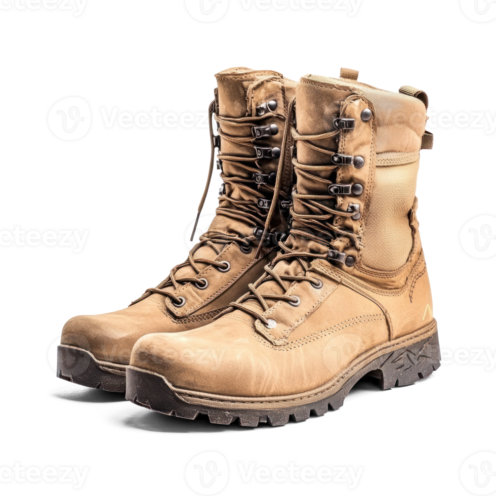 military combat boots side view isolate on transparent background png