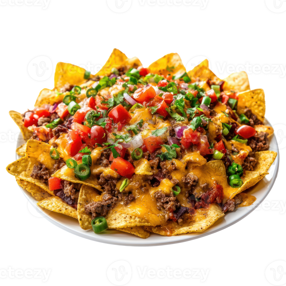 Nachos on white plate isolate on transparent background png