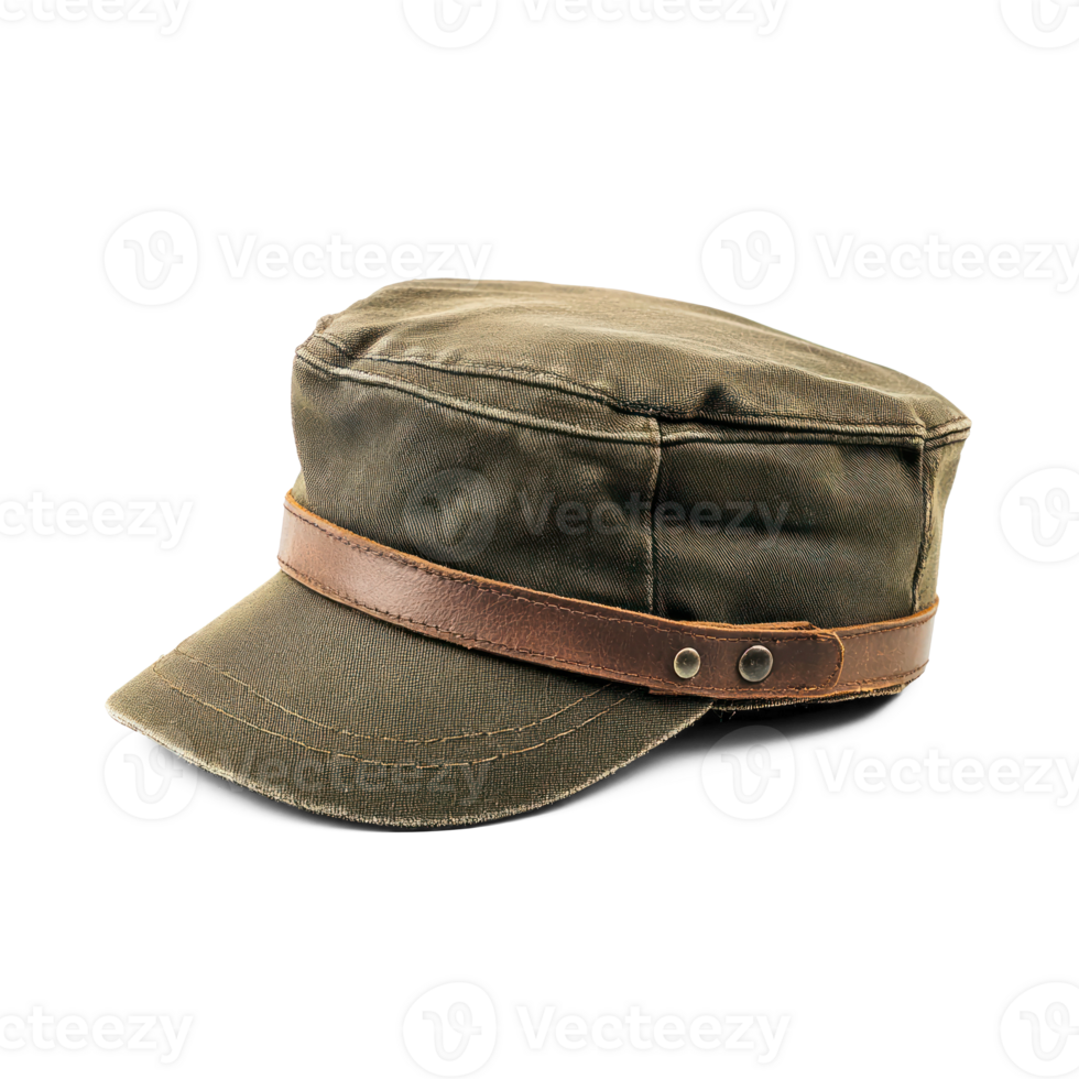a hat with brown leather straps isolate on transparent background png