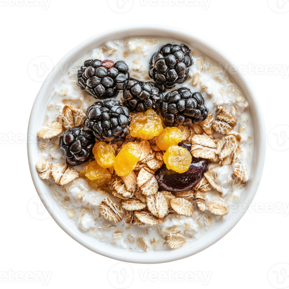 muesli with berries and oats on transparent background png