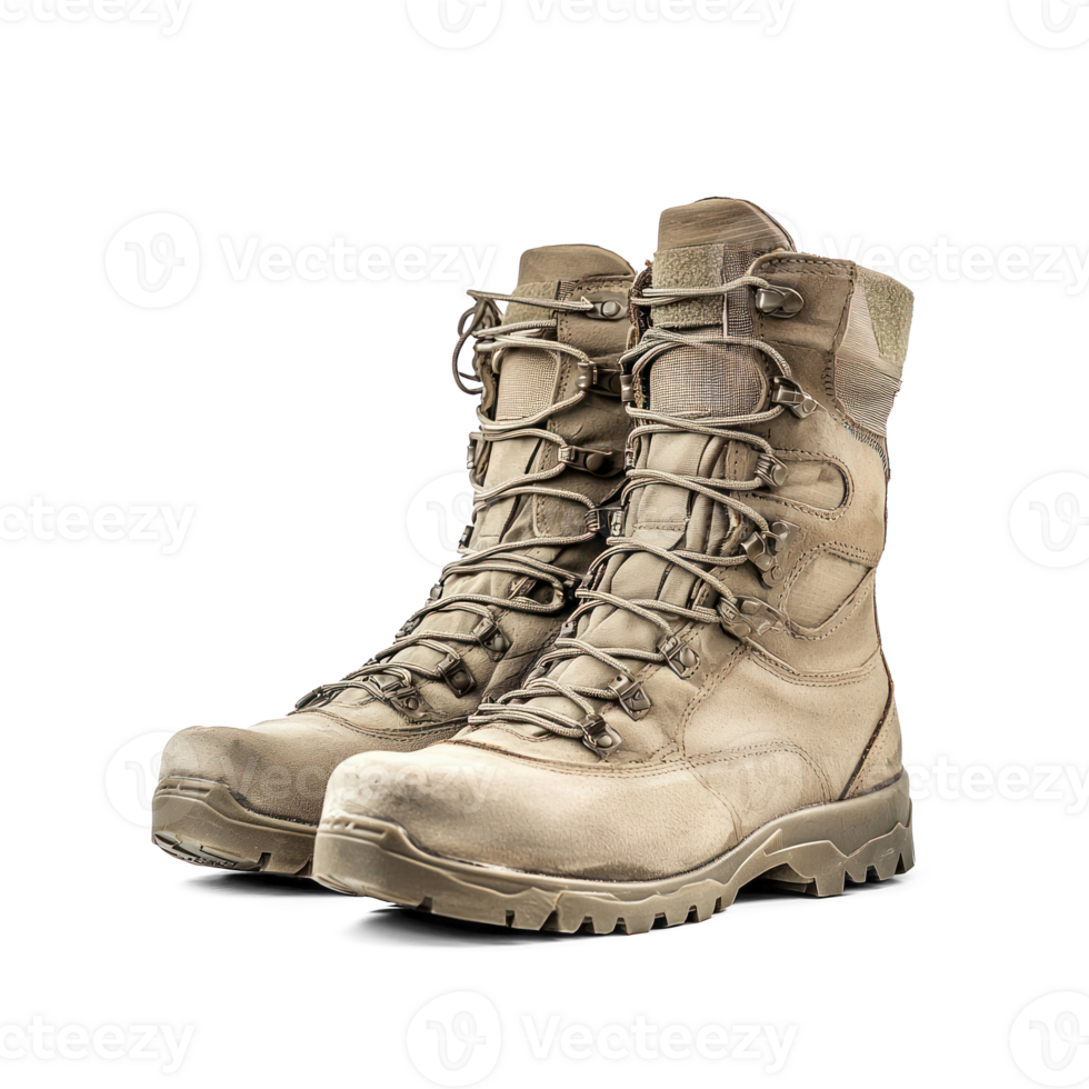a pair of military boots on transparent background png