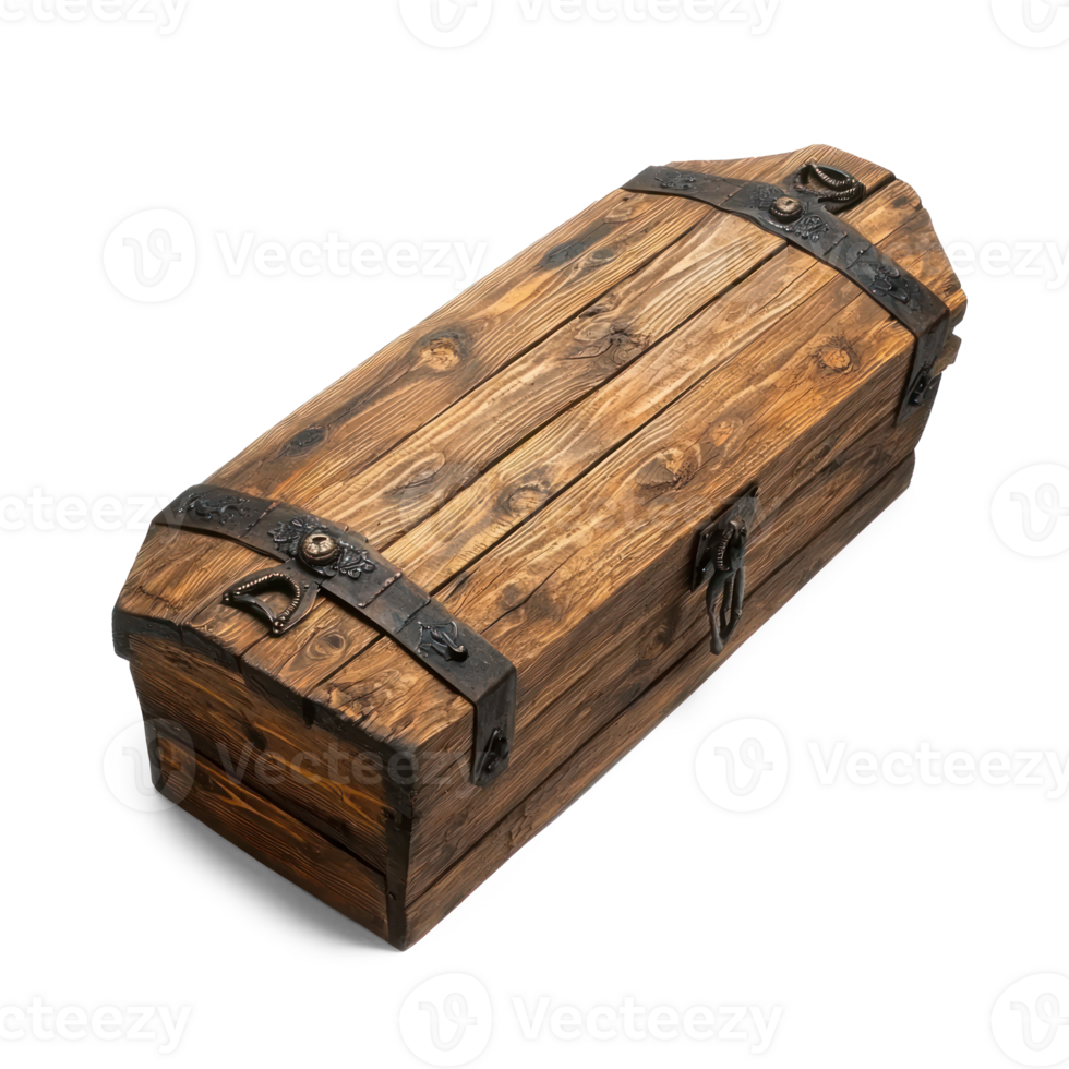Wooden Coffin isolate on transparent background png