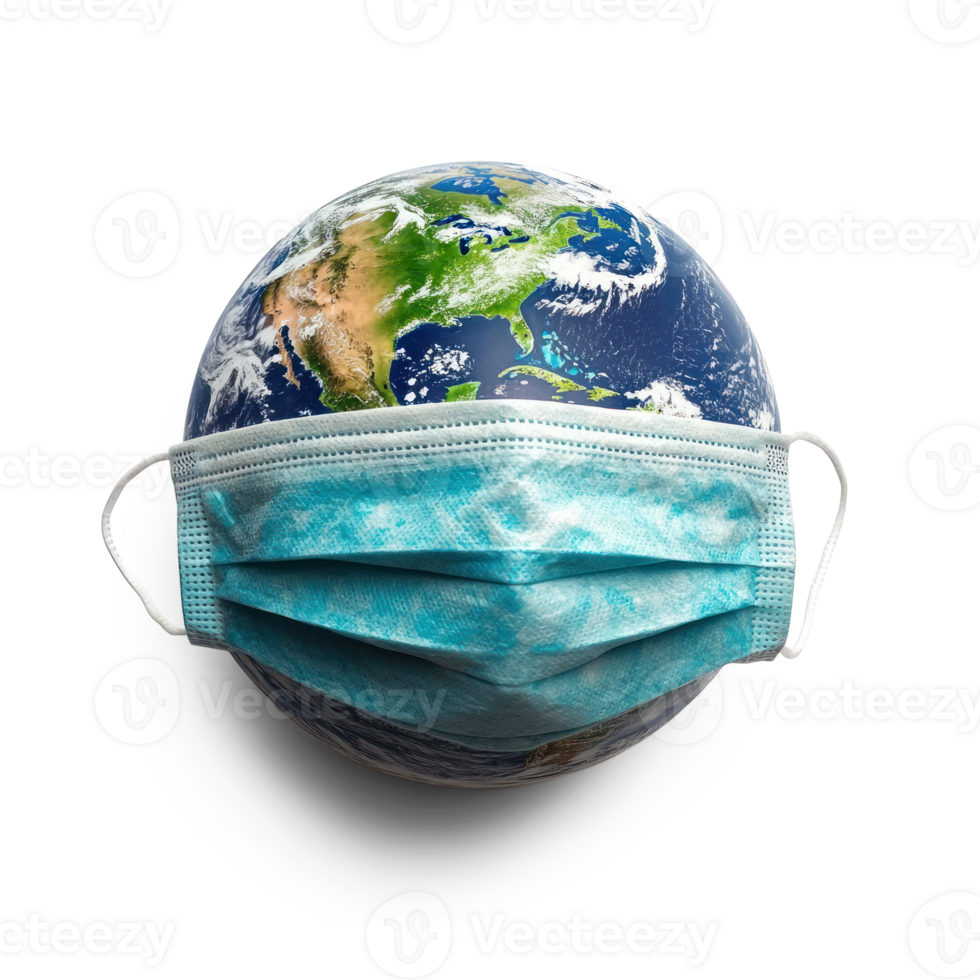 A Earth with mask isolate on transparent background png