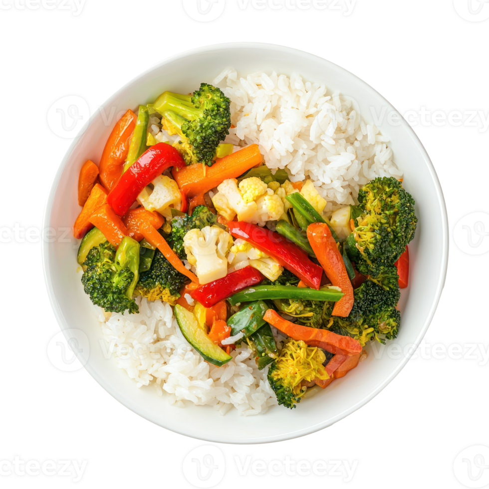 A Vegetable Stir-Fry with Rice isolate on transparent background png