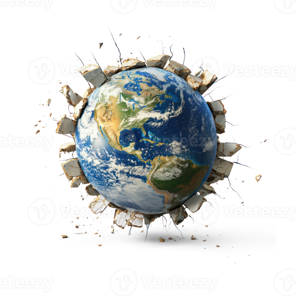 A Earth broken isolate on transparent background png
