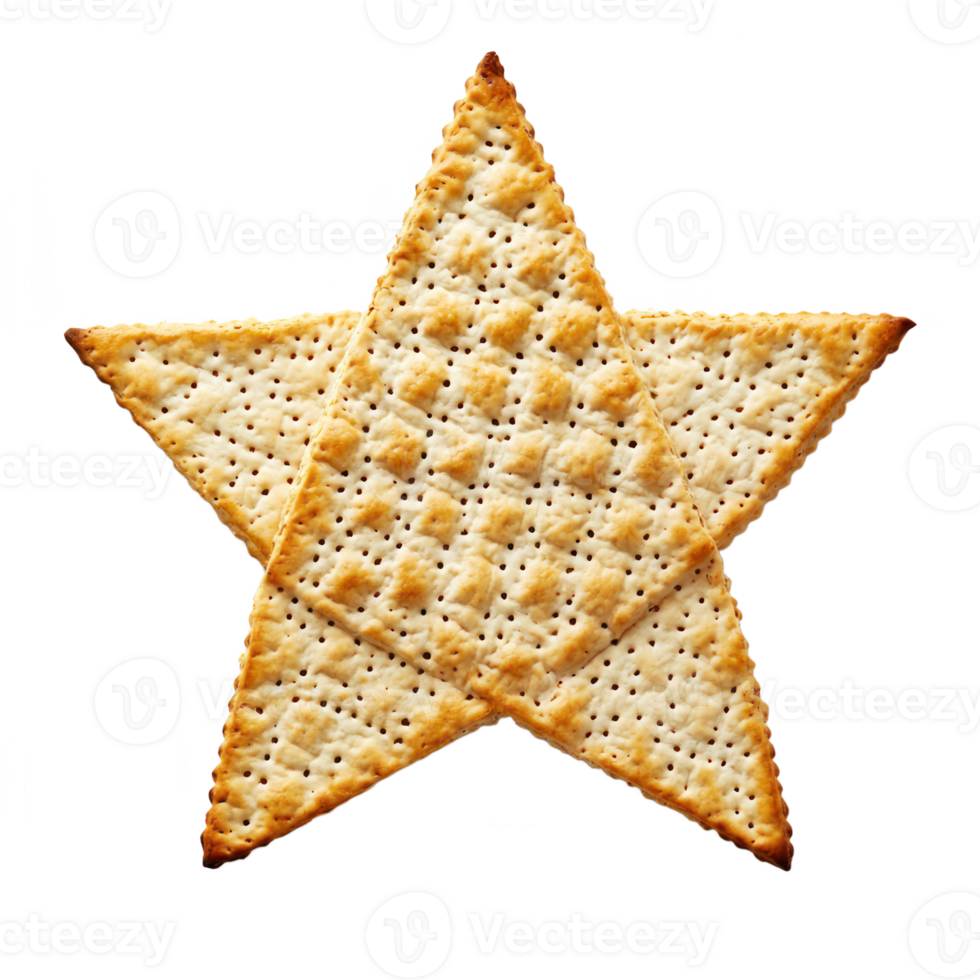 Matzo in form Star of David shape top view isolate on transparent background png