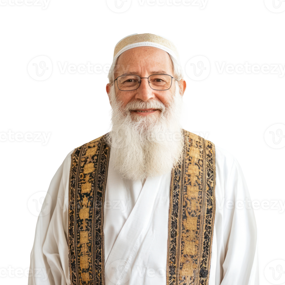 A Senior man celebration Passover jewish holiday, standing isolate on transparent background png