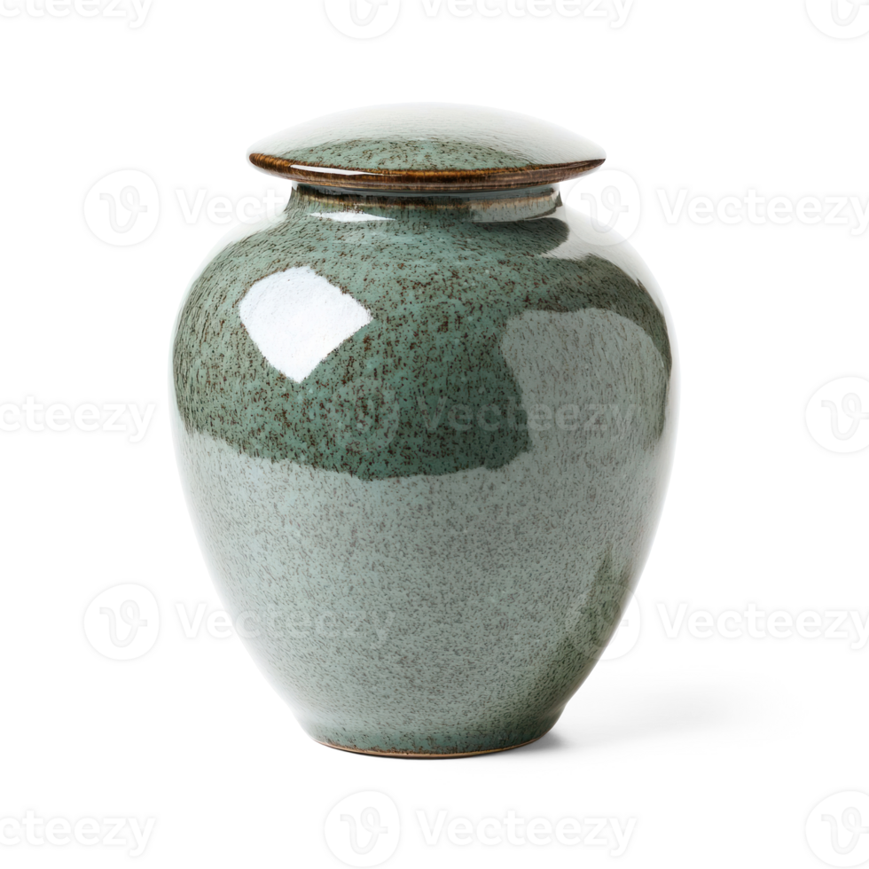 a green urn with a lid on a transparent background png