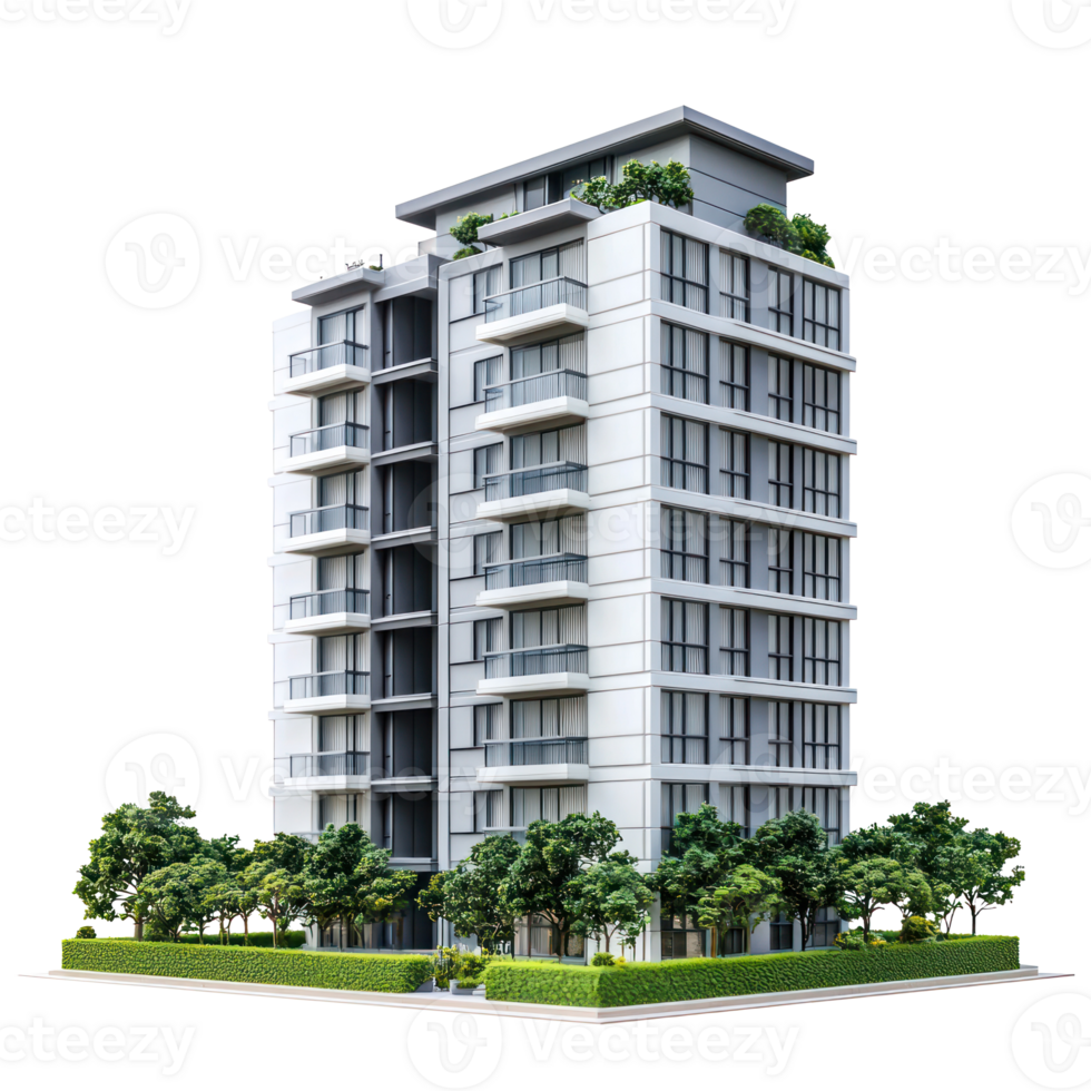 3d rendering of a modern apartment building png