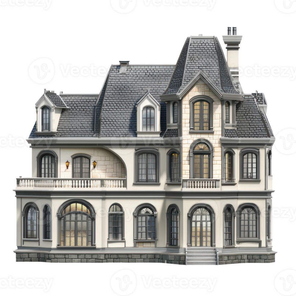 a house with a balcony and a balcony on transparent background png