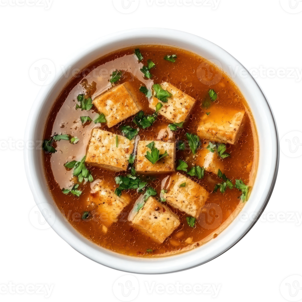 Miso Soup with Tofu isolate on transparent background png