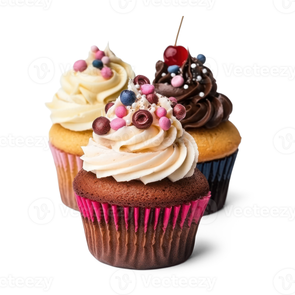 Three Cupcakes isolate on transparent background png