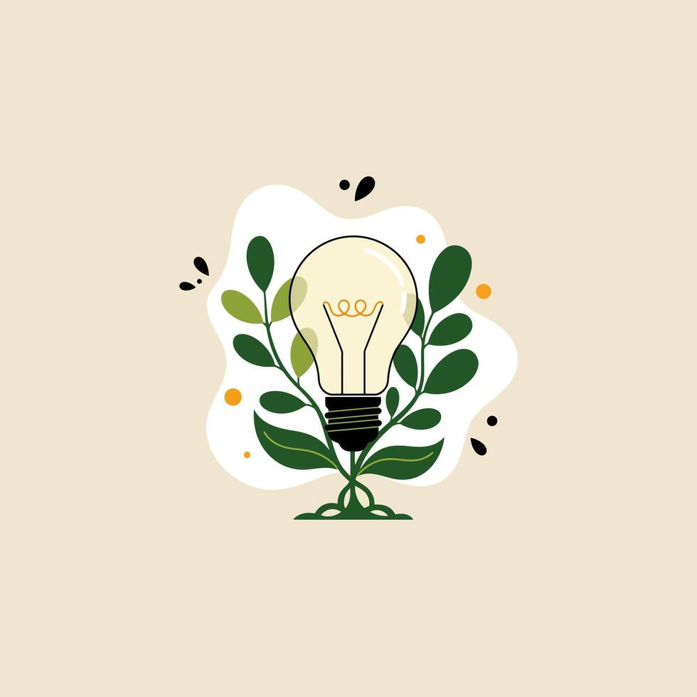 Eco Friendly Idea Growing Concept with Light Bulb and Plant vector