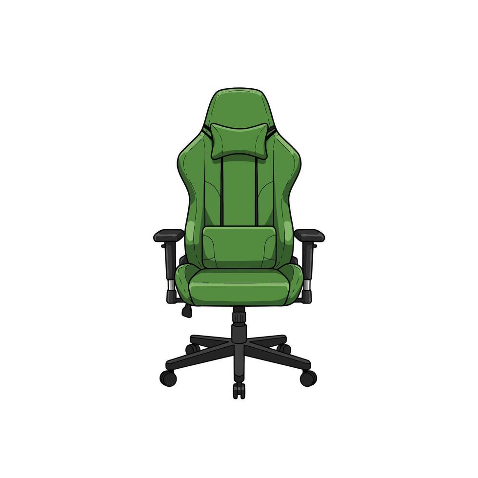 Isolated Green Gaming Chair Illustration for Comfortable Seating and Gaming Setup vector