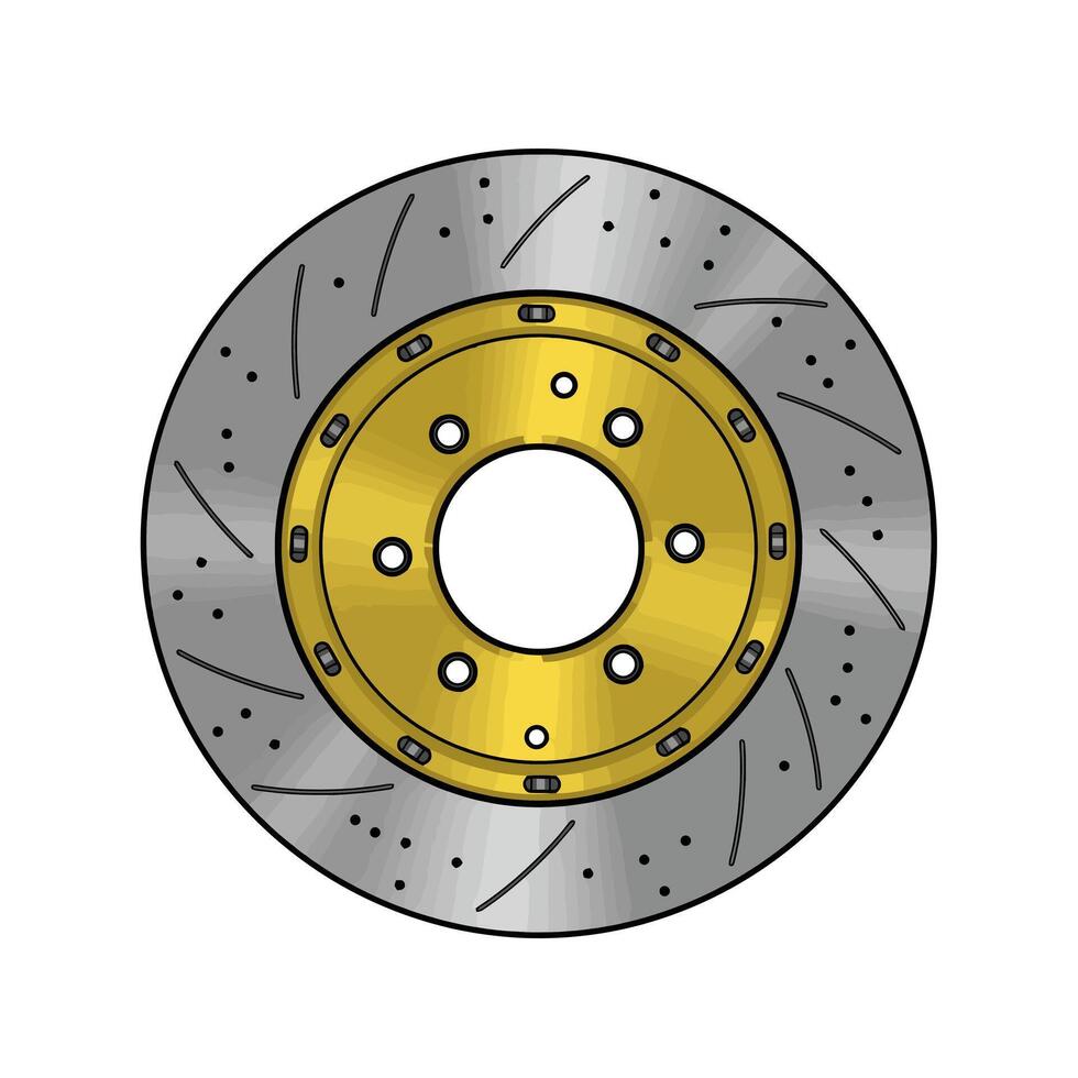 Detailed Car Brake Rotor Illustration on White Background - Automotive Part vector