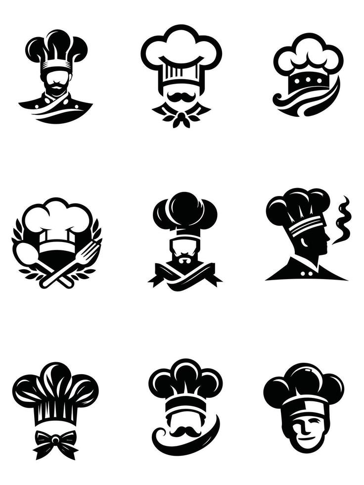 Stylish Cooking Chef Collection Logo Design vector