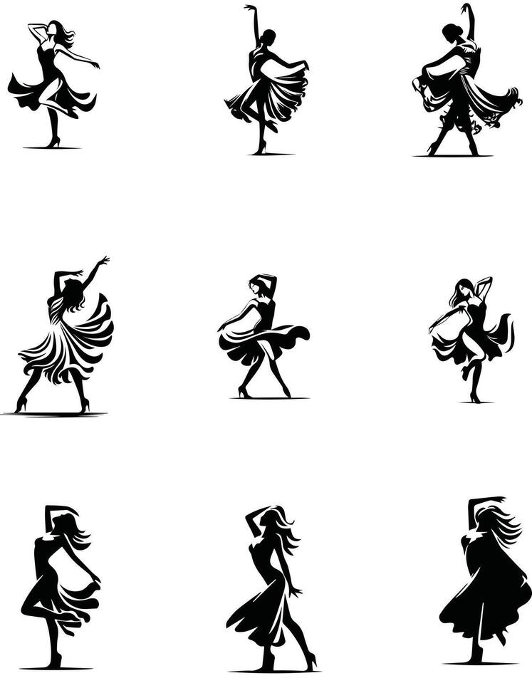 Beautiful Dancing Girls Collection Logo Design vector