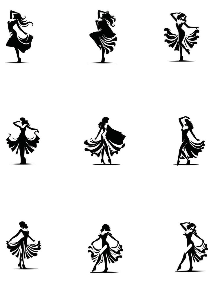 Dancing Girl Collection Logo Design vector