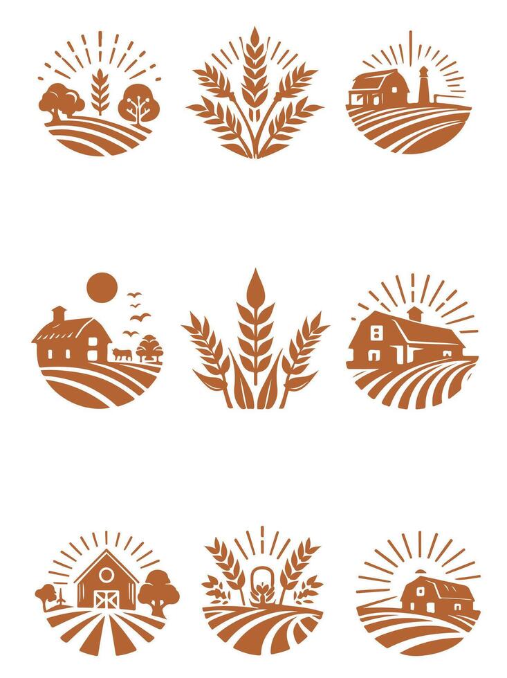 Eleganc Farm Field Collection Logo Design vector