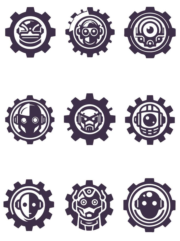 Elegant Gear Robot Collection Logo vector