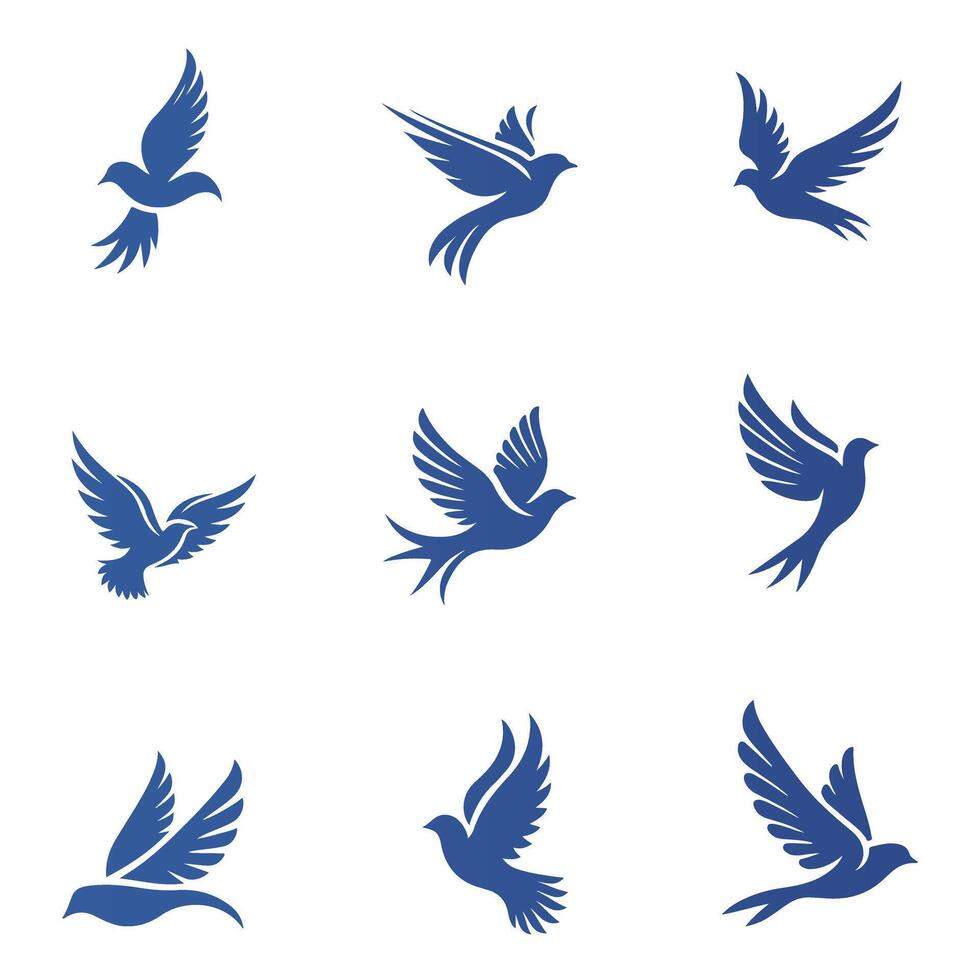 Soar And Glide Flying Bird Collection Logo Design vector