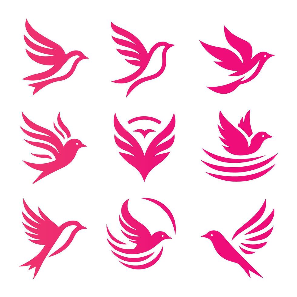 Wings of Serenity Flying Bird Collection Logo Design vector