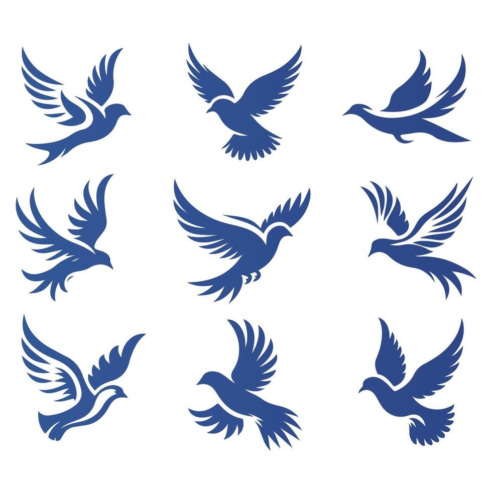 Eternal Flight Flying Bird Collection Logo Design vector