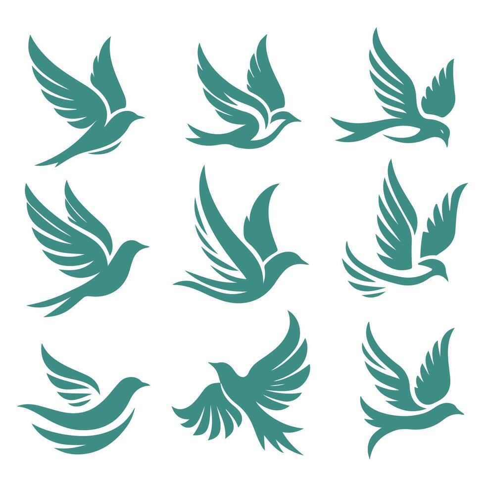 Winged Horizons Flying Bird Collection Logo Design vector