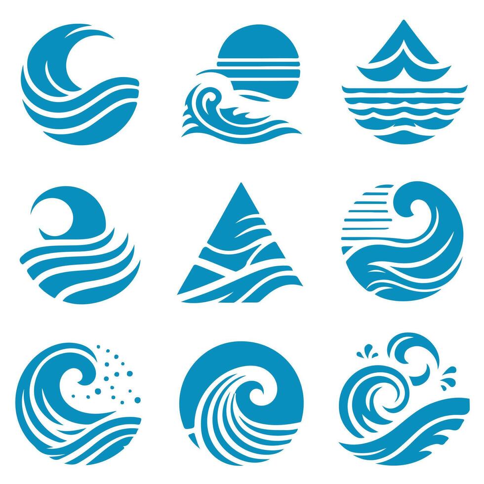 Tidal Essence Wave Collection Logo Design vector