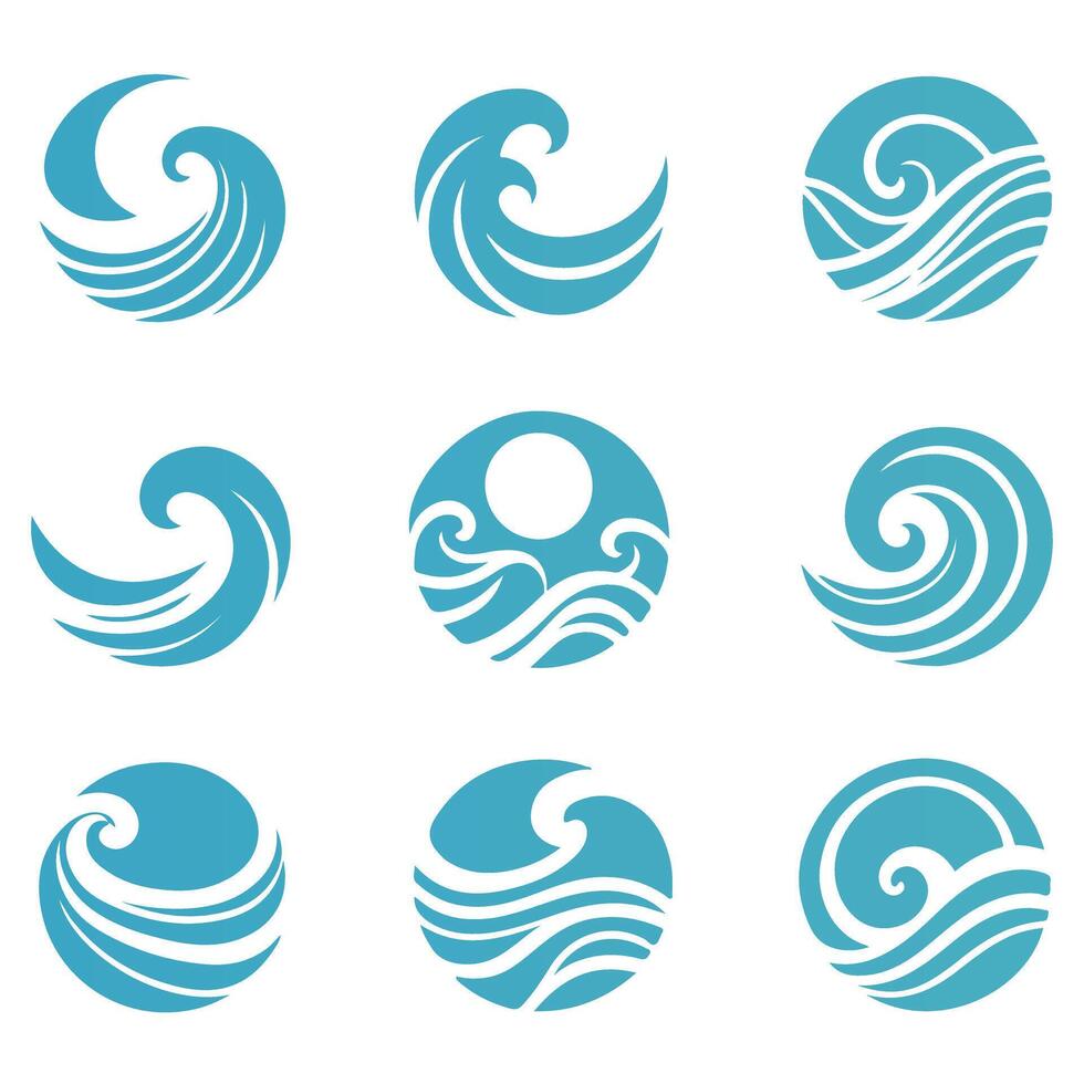 Flow Wave Collection Logo Design vector