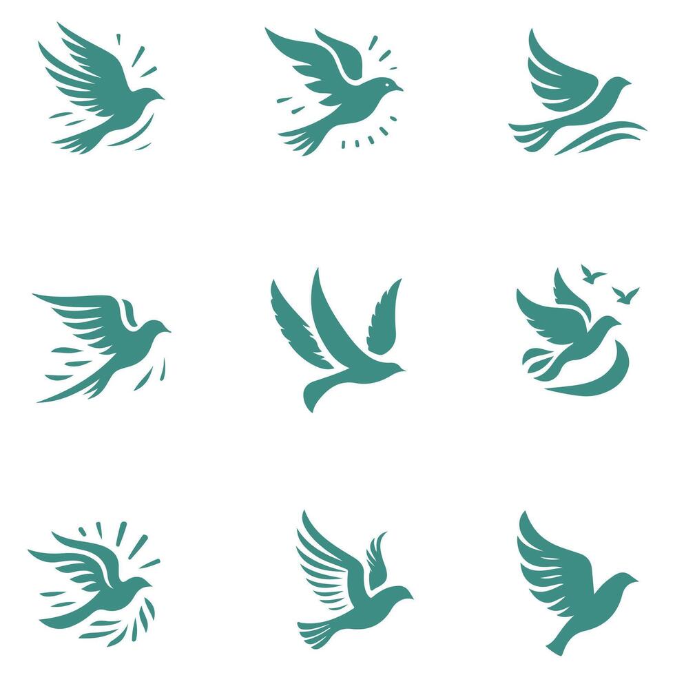 Wings of Freedom Flying Bird Collection Logo Design vector