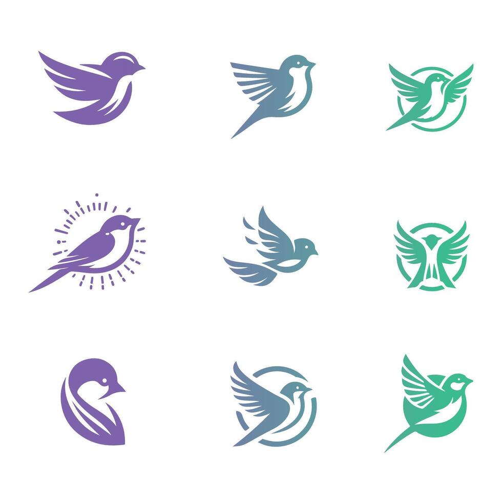 Different Colour Sparrow Collection Logo Design vector