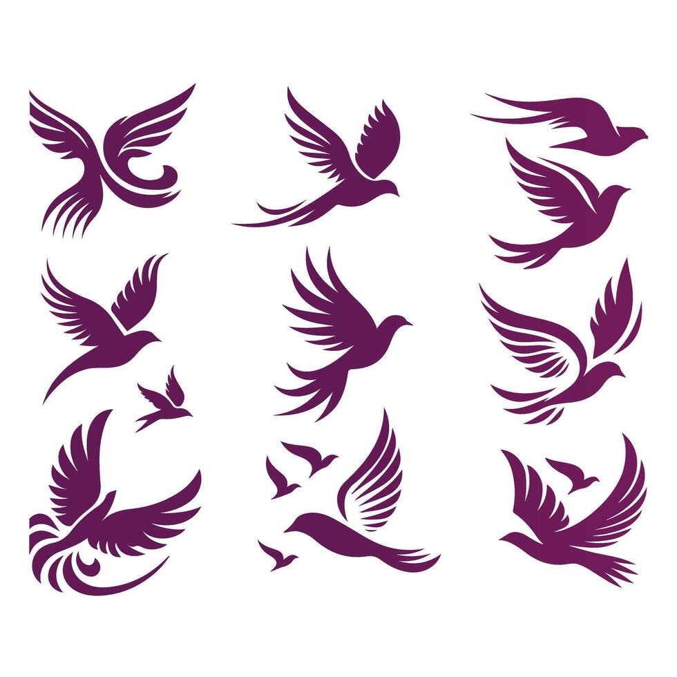 Wings of Freedom Flying Bird Collection Design vector