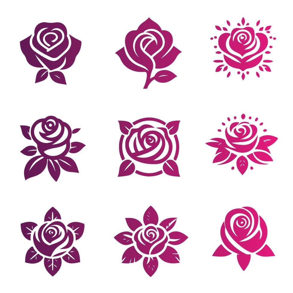 Crimson Elegance Rose Collection Logo Design vector