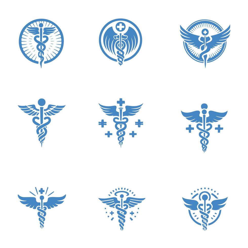 Symbol of Balance Caduceus Collection Logo Design vector
