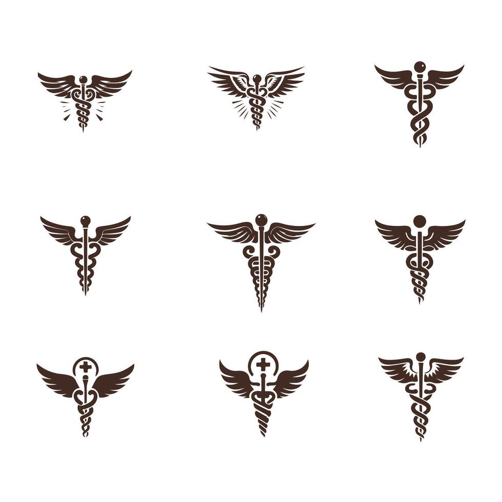 The Caduceus Crest Collection Logo Design vector