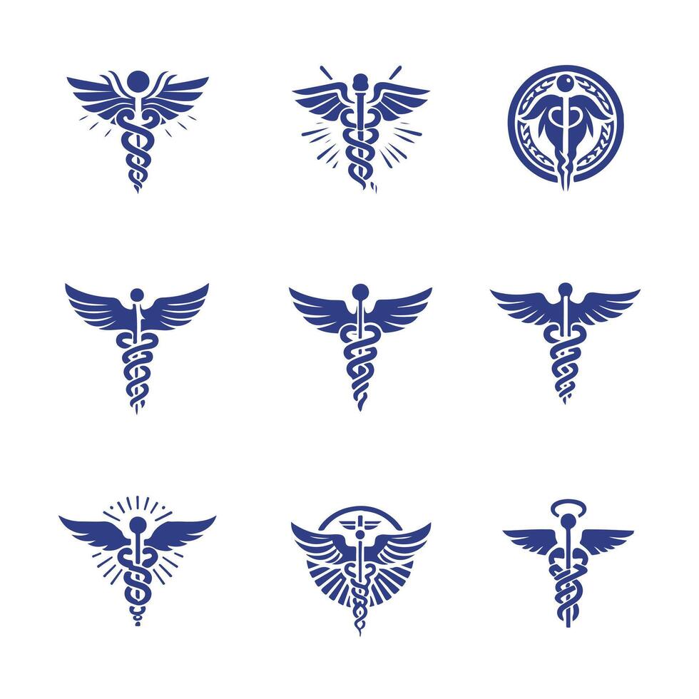 The Healers Emblem Caduceus Collection Logo Design vector