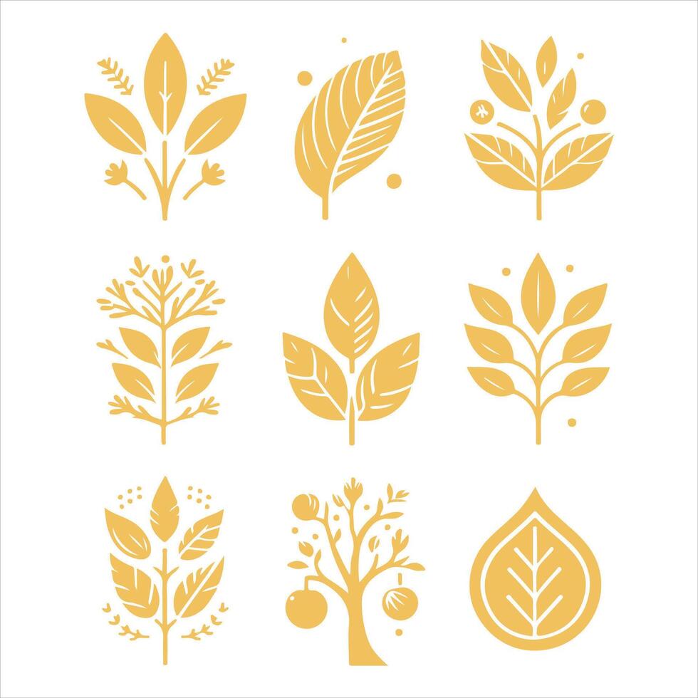 Golden Leaves collestion design vector
