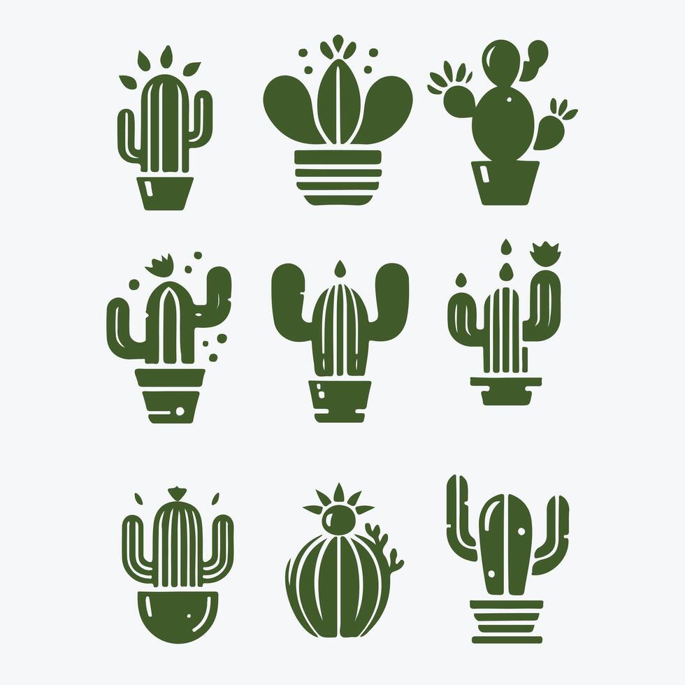 Oasis Cactus collection vector