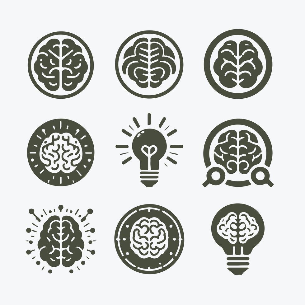 Brain Fusion collection logo design vector