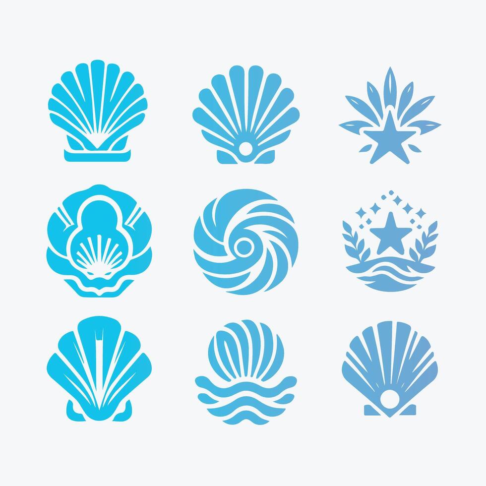Sea Shell collection logo design vector